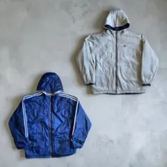 00s アディダス y2kリバーシブルJKT ナイロン×フリース メンズM相当