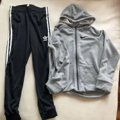 adidas 3本ラインジャージ & Nike フード付きパーカー 140