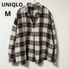 UNIQLO ユニクロ　チェック柄　フランネルシャツ 長袖　スキッパーシャツ