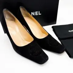 ♡美品♡ CHANEL シャネル ココマーク スエード パンプス ブラックのサムネイル