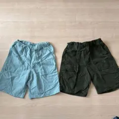 UNIQLO 半ズボン 160 水色 カーキ 2枚セット