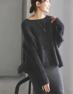 美品　NOBLE ノーブル ラクーンファーニットワイドプルオーバー