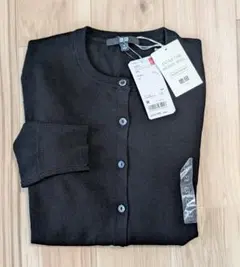 【新品】エクストラファインメリノクルーネックカーディガン（M）ブラック