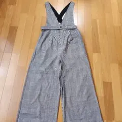 earth music&ecology　チェック柄 クロスストラップ サロペット