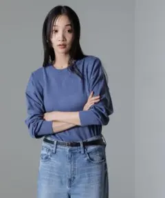 二重臼クルーネックプルオーバーニット　ナノユニバース