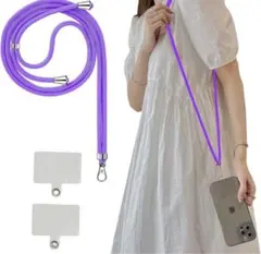 パープル スマホ ショルダーストラップ スマホストラップ ネックストラップ 紫