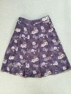 #美品/ニューヨーカー/花柄シフォン二重スカート/膝下丈/Mサイズ