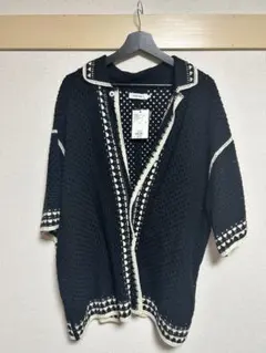 新品　niko and... 透かし編みデザイン ブラック カーディガン
