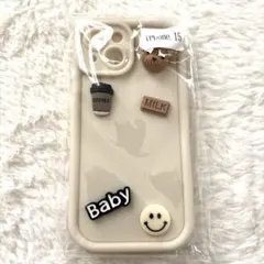 iphone15 スマホケース デコレーション カラーアイボリー