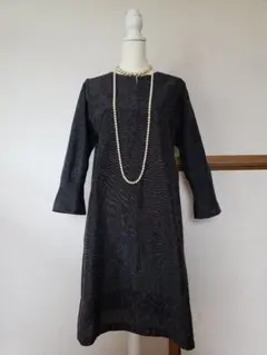 ◆新品　黒系　ワンピース　着物　リメイク　正装　ドレス　膝丈　フォーマル　一点物