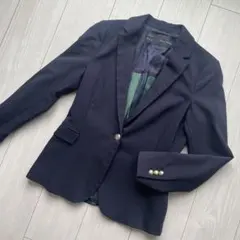 ZARA BASIC金ボタン 紺ブレ テーラードジャケット M 裏地ストライプ