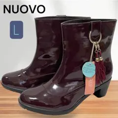 NUOVO エナメル ショートブーツ 防水 レインブーツ タッセル 光沢あり