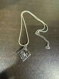 GA813 Christian Dior スクエアロゴ ネックレス シルバーのサムネイル