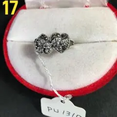 0687 シルバー 925 リング サイズ 17 ハート型花モチーフ 刻印あり
