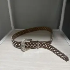 ⚠️お値下げ可能　スタッズ付きブラウンレザーベルト
