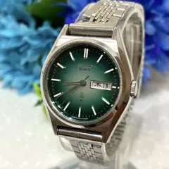【希少】SEIKO セイコー　シャリオ　クォーツ腕時計 グリーン文字盤 日付表示