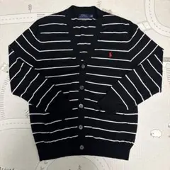 ラルフローレン ピマコットン カーディガン ブラック ボーダー M