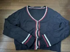 ネイビー Vネック カーディガン M