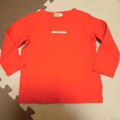 美品☆MIKIHOUSE 90 赤 長袖Tシャツ ロゴ ロンT ミキハウス