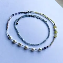 【2本set】VINTAGE HOLLYWOO風 パールネックレス ハンドメイド