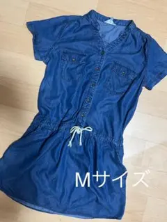 マタニティワンピース　デニムワンピース　夏服　授乳服　M