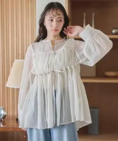 フロントリボンシアーチュニック earth