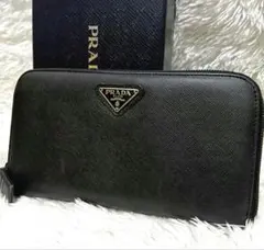 美品✨ プラダ 長財布 ラウンドファスナー 三角ロゴ レザー