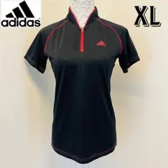新品・タグ付　adidas アディダス レディース　ハーフジップシャツ　黒　XLのサムネイル