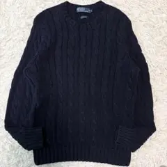 ✨2XL相当✨ポロバイラルフローレン ケーブルニット クールネック ネイビー