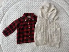 ミキハウスチェック柄長袖シャツセット