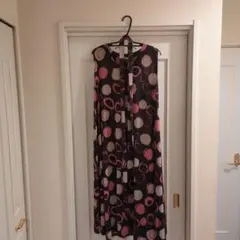 ドット ノースリーブ ロングワンピース(共布ベルト付き)