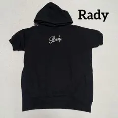 美品 Rady レディ 半袖パーカー ビジュー パール ロゴ 黒 Y2K ギャル