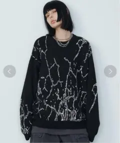 AFF AIVER　クラックジャガードニット　ブラック