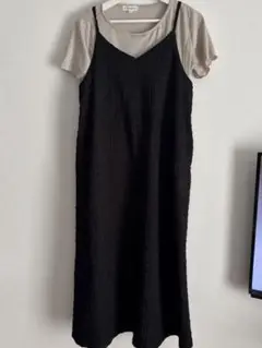 マタニティ 授乳服　ブラック ロングワンピース 半袖