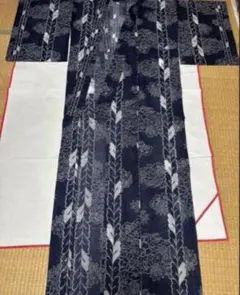 竺仙鑑製 浴衣反物 紺地 小千谷縮 高級浴衣 小紋新品希少品 - メルカリ