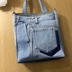 ハンドメイド　デニムバッグ　キャンバストートバッグ　リメイク　a4