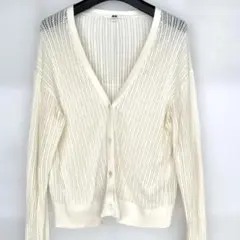UNIQLO アイボリー メッシュカーディガン L