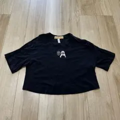 FAMOUS 刺繍 クロップド丈 半袖Tシャツ ブラックのサムネイル
