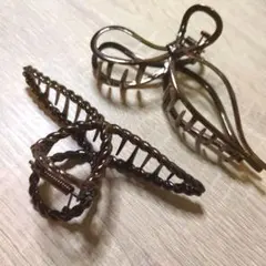 OSEWAYA チョコレートメタル バンスクリップ　2点　ブラウン　ヘアクリップのサムネイル