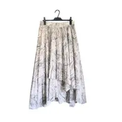 【美品】HARE 柄プリーツスカート ロング フレア ベージュ FREE