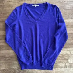 エクストラファインメリノウール 紫 長袖セーター L