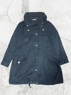 Y2K グランジ系 2wayスタンドカラーコート 黒 絞りデザイン