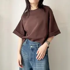 【新品】ボンディング袖折り返しPO frame ブラウン　ポンチ素材　晩夏　秋のサムネイル