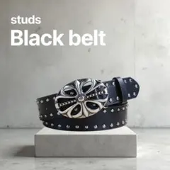 ブラックベルト　十字架 クロスバックル スタッズ　y2k グランジ