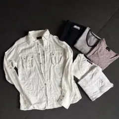 メンズ まとめ売り Vネック Tシャツ５枚　白シャツ１枚 合計6枚