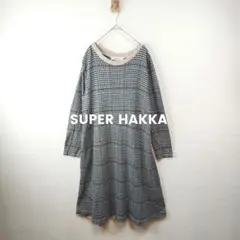 SUPER HAKKA ドッキングワンピース　千鳥格子　　ニット　クルーネック
