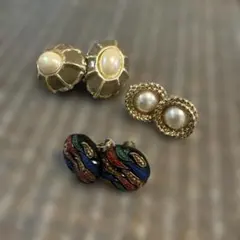 【おまけ付き】アンティークイヤリング3点セット