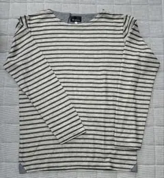 グレーと黒のストライプ長袖カットソー Lサイズ