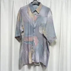 染め柄系 総柄 半端袖シャツ XLサイズ 個性的 古着屋 派手 服 大きいサイズ