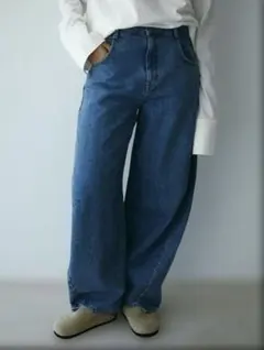 ETRE TOKYO EDWIN カービングデニムワイドパンツ ブルー Sのサムネイル